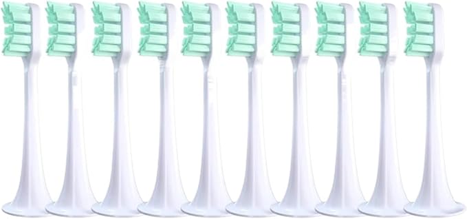 Brush HeadsCompatibility for Xiaomi Mijia T300/T500 10Pcs Replacement Toothbrush Nozzles(10pcsGreen)