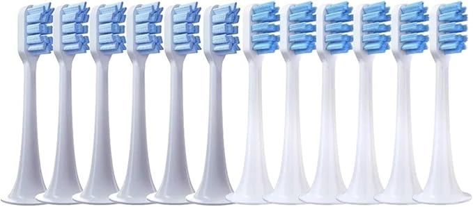 12PCS Compatible for XIAOMI MIJIA T300/T500/T700 Replacement Brush Heads Sonic Electric Tooth Soft Bristle Caps Vacuum Package Nozzles(6BlueJ6Blue)