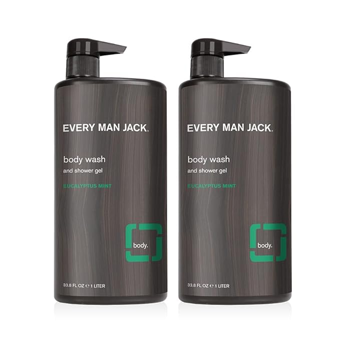 Every Man Jack Eucalyptus Mint Hydrating Mens Body Wash for All Skin Types - Cleanse Nourish and Hydrate Skin with Naturally Derived Ingredients - Paraben Free Phthalate Free Dye Free - 33.8oz