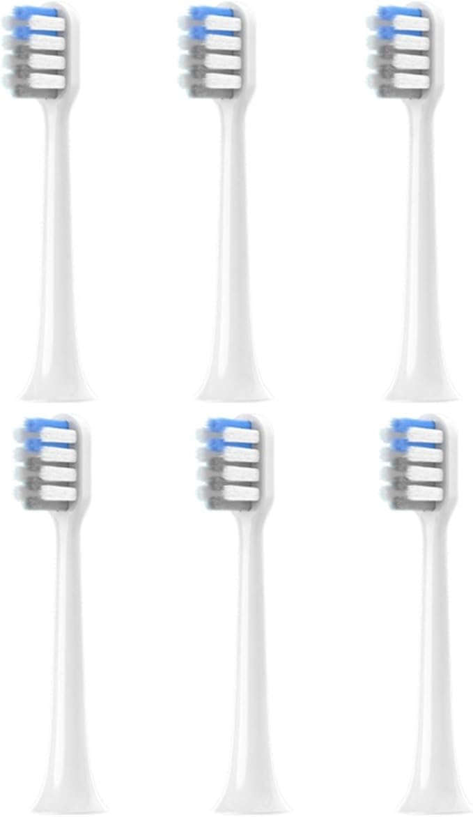 3-30Pcs Replacement Toothbrush HeadsCompatible for Xiaomi T200 Sonic Electric Vacuum Soft Bristle Heads(White gray-6pcs)