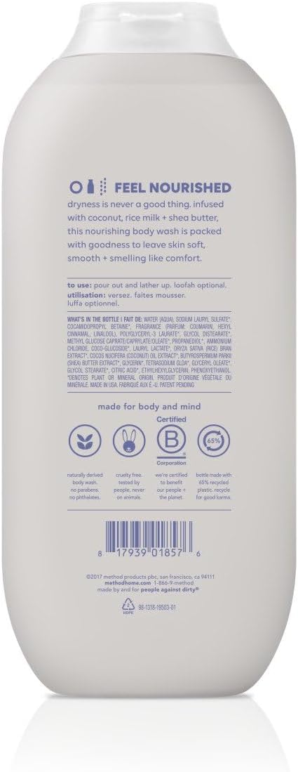 Method Body Wash Simply Nourish Paraben and Phthalate Free 18 oz (Pack of 6)