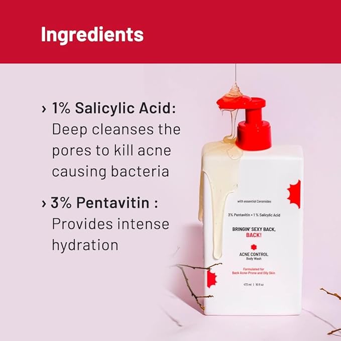 HS 1% Salicylic Acid Body Wash 473ml | Paraben &amp SLS Free | Gentle Exfoliating Shower Gel | Prevents Body Acne Bumpy Skin &amp Deep Cleanses Skin | For Men &amp Women