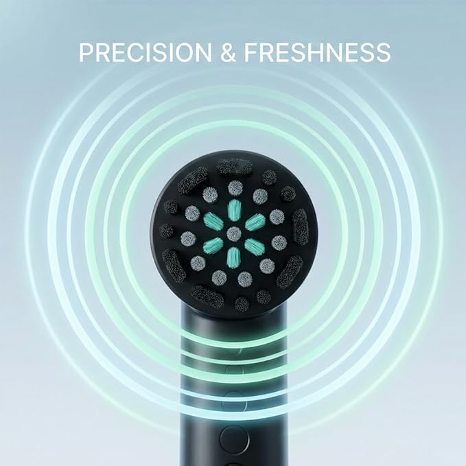 Toothbrush Replacement Heads Compatible with Quip 360 Oscillating Electric Toothbrush Black 4-Pack