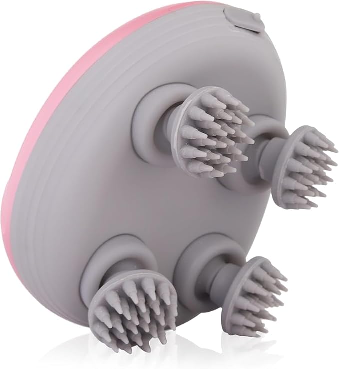Rechargeable Head Scalp &amp Full Body Massager Electric Kneading Massager with 4 Speed Modes Portable Handheld for Pain Relief Hair Growth &amp Deep Relaxation Pink