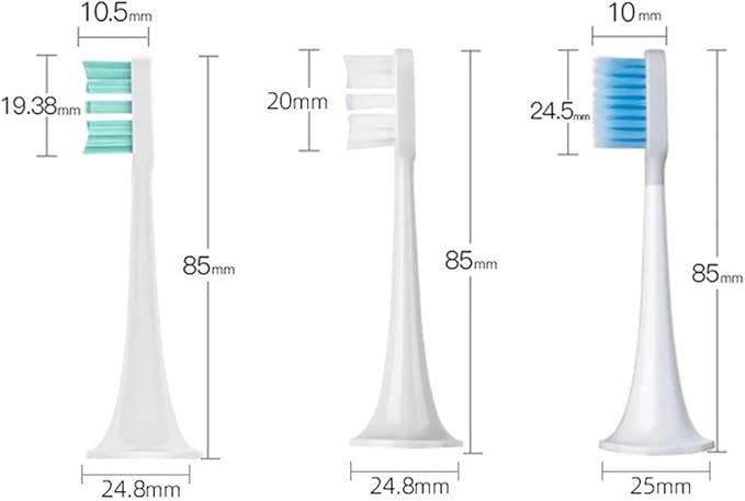 Compatible for T300/T500/T700 Electric Toothbrush Heads Replaceable Refill Nozzles 4 Colors with Anti-Dust Caps 20Pcs(10White10Blue)