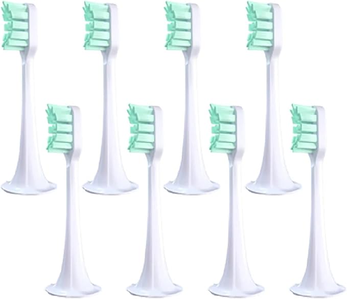 8PCS Compatible for XIAOMI MIJIA T300/500 Replacement Brush Heads Sonic Electric Toothbrush Vacuum Soft Bristle Suitable Nozzles(8pcs Green)