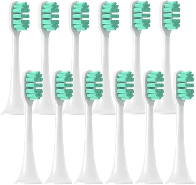 12PCS Replacement Brush HeadsCompatible for XIAOMI MIJIA T300/T500/T700 Electric Tooth Soft Bristle Caps Vacuum Package Nozzles(12Green)