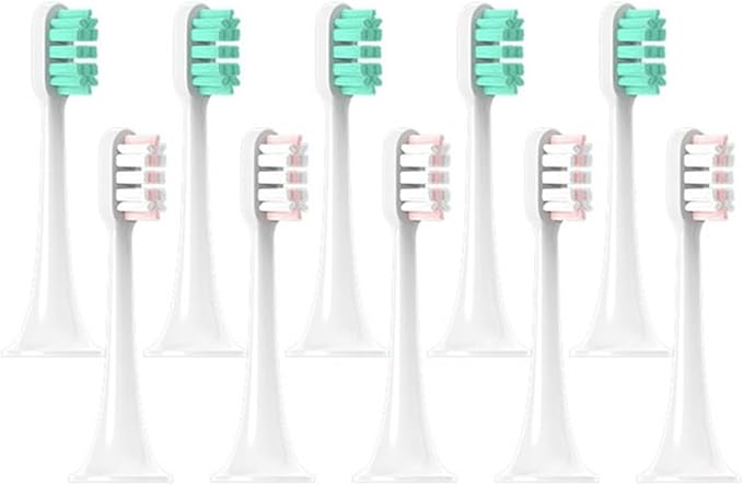 Compatible for 10Pcs T300/T500/T700 Toothbrush Heads Replaceable Refill Nozzles 4Colors(5Green 5Pink)