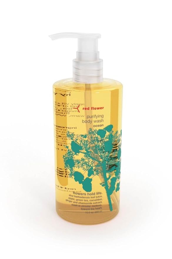 Red Flower Ocean Triple Care Set: Purifying Body Wash Softening Lotion and Ocean Smoothing Hair Conditioner for Hydrated Skin and Silky Hair
