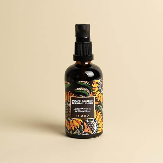 The Ayurveda Experience iYURA Balaayah Black Gram Bright Body Booster Oil | Ayurvedic Massage &amp Moisturizing Body Oil | Luxurious Fast-Absorbing &amp Non-Sticky | 3.38 fl oz