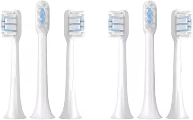 Compatible for Xiaomi Mijia T301 T302 Sonic Smart Electric Toothbrush Head Brush Spare Pack Replacement Parts(6 pcs White)