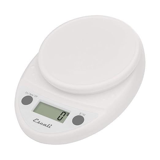 Escali Primo Digital Food Scale Multi-Functional Kitchen Scale and Baking Scale for Precise Weight Measuring and Portion Control 8.5 x 6 x 1.5 inches White