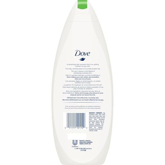 Dove Cool Moisture Cucumber &amp Green Tea Scent Body Wash 12 oz (Pack of 6)