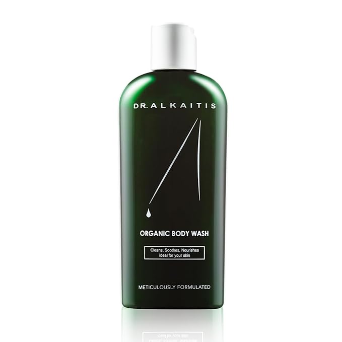 DR. ALKAITIS Organic Body Wash - Gentle pH-Balanced Cleanser with Aloe Herbs &amp Sea Botanicals - Sulfate-Free Formula (240ml/8oz)