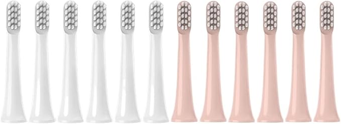 12PCS Brush Heads ReplaceableCompatible for XIAOMI T100 Toothbrush(6White6Pink)