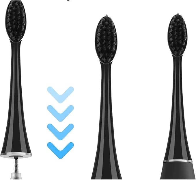 10pcs Replacement Brush HeadsCompatible for Burst Pro Electric Toothbrush Soft Bristles Refill with Cover Cap(5pcs Black)