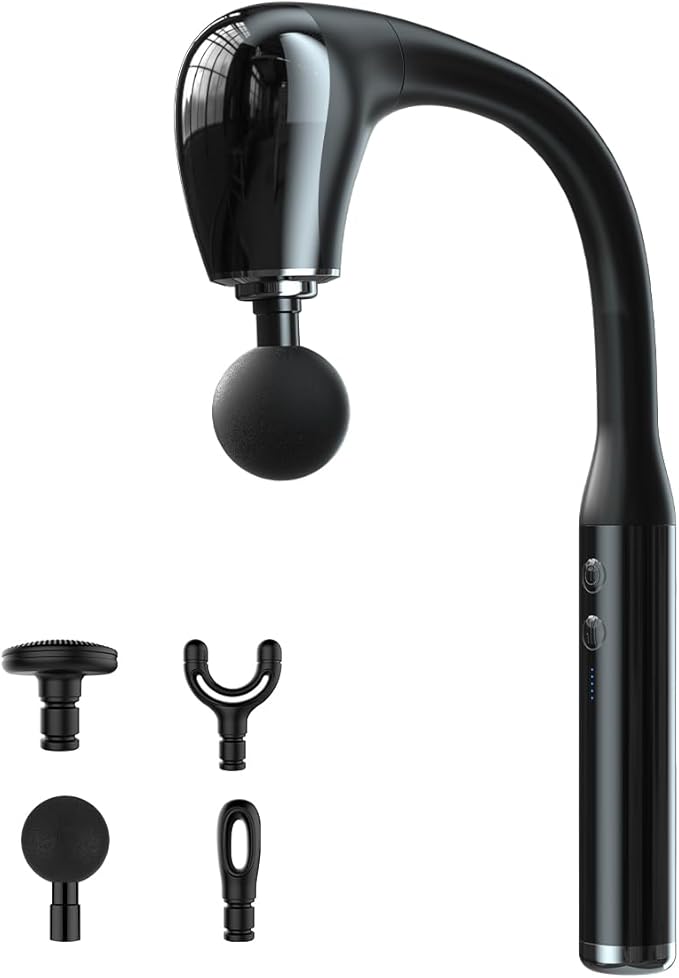Massage Gun Upgraded Extension Handle for Deep Massage of The Back to Relieve Deep Tissue Pain in The Muscles Four Massage Heads &ampFive Adjustable speeds Fitness Person Friendly