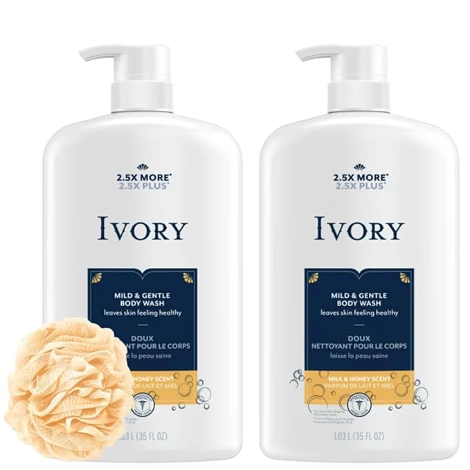 Ivory Body Wash - Ivory Clean Body Wash Pump Original with body pum(Pack of 2). (Milk and Honey)