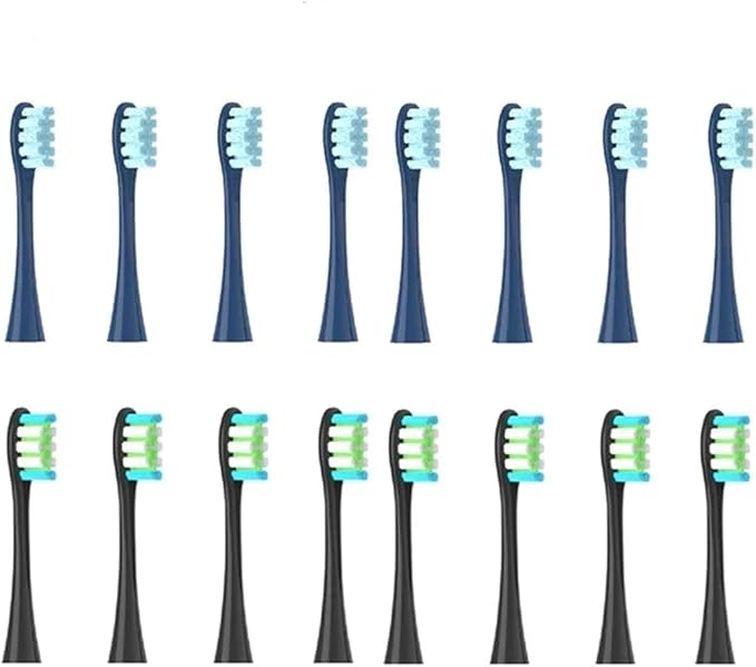 Compatible for Oclean X/X PRO/ Z1/ F1/ One/Air 2 /SE Sonic Electric Toothbrush Replacement Brush Heads Soft Bristle Nozzles Head(8Darkblue-8Black)