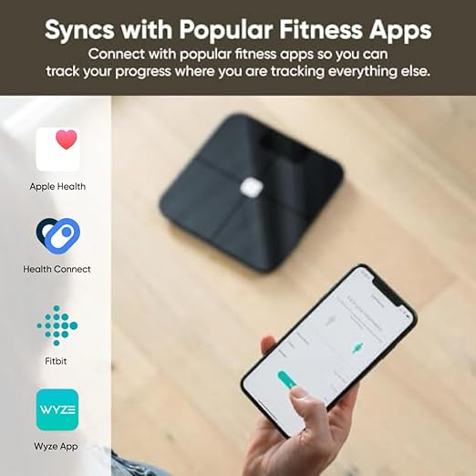 Wyze Scale for Body Weight Digital Bathroom Smart Scale for Body Fat BMI and Heart Rate 12 Body Composition Analyzer with App Bluetooth 400 lb - Dark Blue