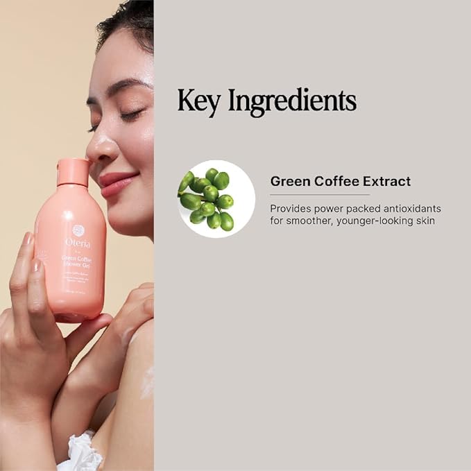 O-eteriaPremium Exfoliating Green Coffee Body Wash Cleanses and Refreshes Ideal for Women/Men Hydrating Shower Gel Energizing Shower Experience