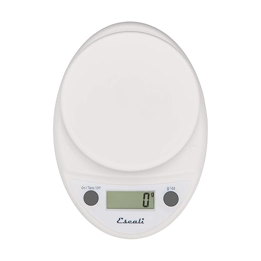 Escali Primo Digital Food Scale Multi-Functional Kitchen Scale and Baking Scale for Precise Weight Measuring and Portion Control 8.5 x 6 x 1.5 inches White