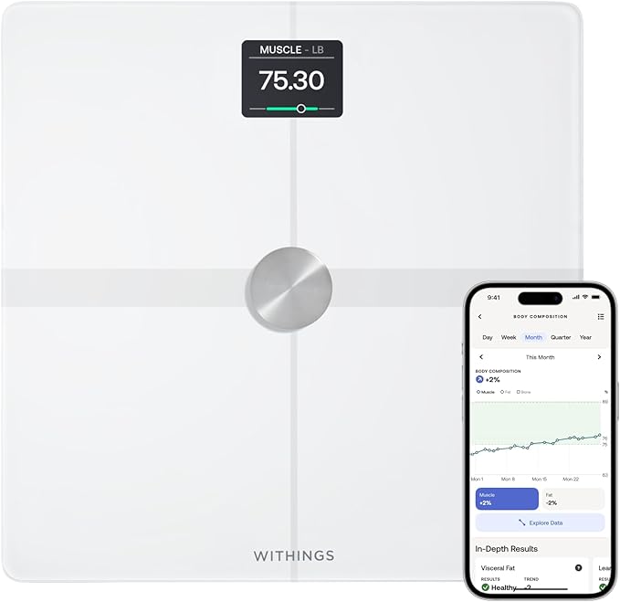 WITHINGS Body Smart - Accurate Scale for Body Weight and Fat Percentage Body Composition Wi-Fi and Bluetooth Weight Scale Baby Weight Scale Smart Scale Apple Health Compatible Bathroom Scale