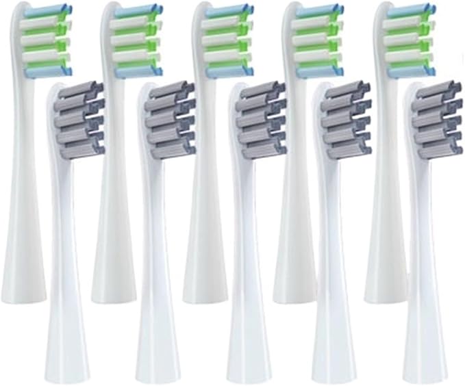 for One/ Air2 /SE/X/X PRO/ Z1/ F1 Electric Toothbrush Head 10 Pcs Replaceable Brush with Independent Package(5White5Greay)