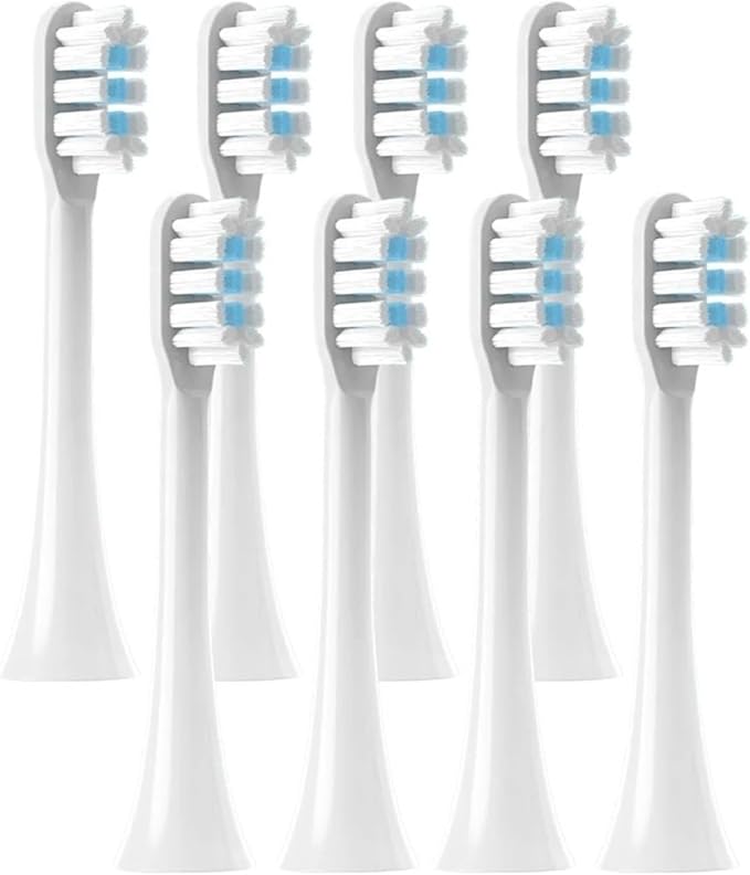 Replacement Toothbrush Heads for Mijia T301/T302/T501C Xiaomi Sonic Electric Dupont Soft Bristle Nozzles with Caps(8 pcs White)