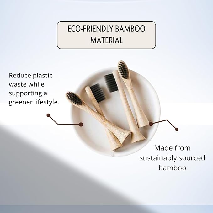 Sustainable Tomorrow Zen Bamboo Toothbrush Replacement Head – 3 Pack | Eco-Friendly Bamboo Bristles Head | Sustainable Plastic-Free Oral Care | Compatible with Zen Toothbrush