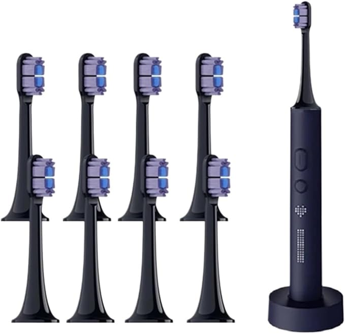 8PCS Replacement Brush Heads Compatible for XIAOMI MIJIA T700 Sonic Electric Toothbrush Bristle with Caps Sealed Pack(Purple)