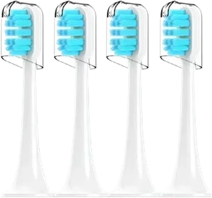 Compatibility for Mijia T300/T500/T700 Sonic Electric Toothbrush Heads Replaceable Refill Nozzles 4 Colors with Anti-Dust Caps 4/20Pcs(4Blue)