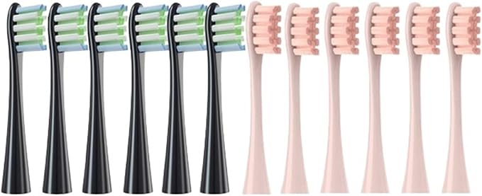 Replacement Brush Heads Soft Bristle Clean Nozzles Compatible for X/X PRO/ Z1/ F1/ One/Air 2 /SE Sonic Electric Toothbrush(6Black6Pink)