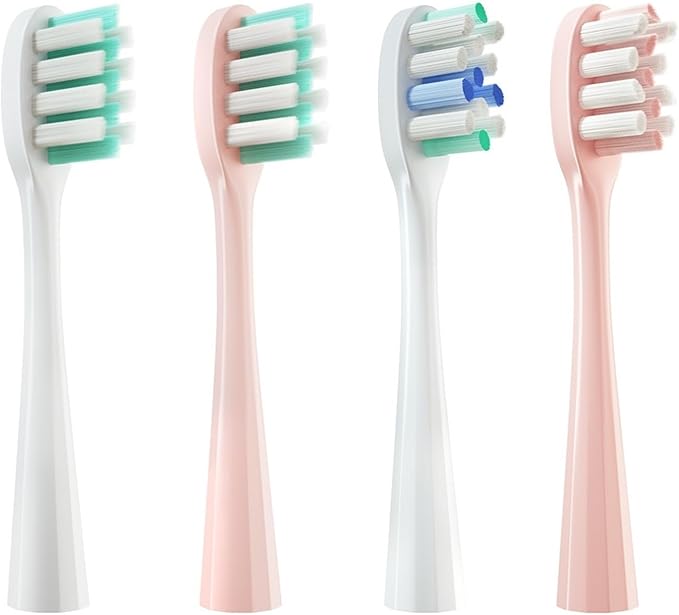 4 Pcs/Pack Replacement Brush Heads Compatible for Electric Toothbrush Head Deep Clean Type/Soft Bristle Oral Care(Soft Bristle Pink)