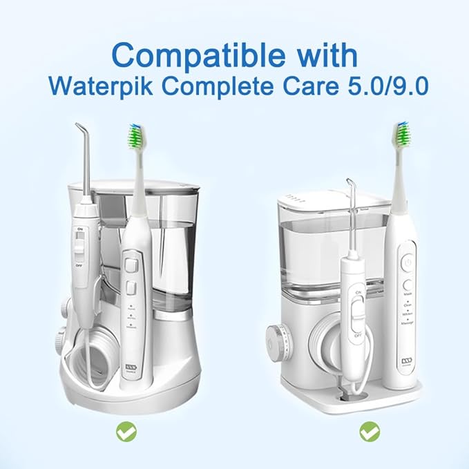 Replacement Toothbrush Heads with Tongue Scraper Compatible with Waterpik Complete Care 5.0 (WP-861 WP-871 WP-876 WP-881 WP-890) and Waterpik Complete Care 9.0 (CC-01CD012-1)White4 Count