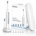 Sonic Electric Toothbrush with 5 Toothbrush Replacement Heads travel case 3 Brushing Modes &amp 2 Minutes Built-in Timer Travel Toothbrushes with Inductive Charging Rechargeable toothbrush | Whit