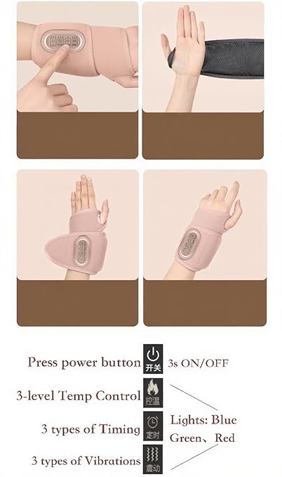 Cordless Heating Wrist Pad Wrap for Arthritis and Carpal Tunnel Rechargeable 3000mAh battery 2-Hour Usage Heated Wrist Wrap Massager for ArthritisRelieve ankle painTherapy Brace for Wrist to Woman