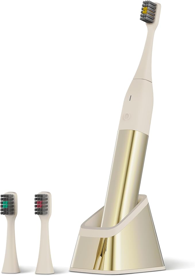 Allegro Luxury Premium Polished Metal Sonic Toothbrush M1Ivory Gold