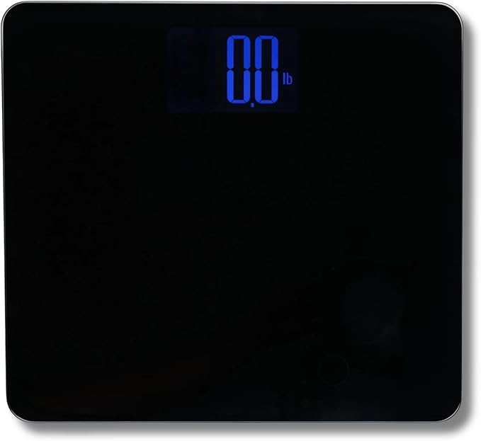 Tanita HD-366F FitScan Digital Weight Scale - 440 lb Capacity - 8mm Tempered Glass Platform - Jumbo Blue Backlit LCD - Sleek Low-Profile Design - Heavy-Duty Durable Build - Japan Technology