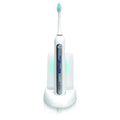 Pyle Wave Rechargeable Electric Toothbrush - w/ 3 Brush Mode UV Light 2 min Timer 2 Oral Brush Heads Charging Dock Holder - for Kids Teens Adults