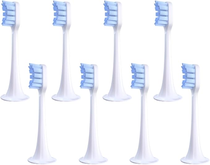 Compatible for XIAOMI MIJIA T300/500 Replacement Brush Heads Sonic Electric Toothbrush Vacuum Soft Bristle Suitable Nozzles(8pcs Light Blue)