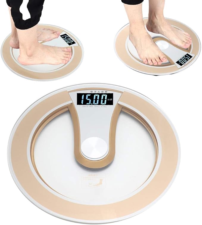 Sonew Digital Weight Scal Round Intelligent Electric Digital Weight Body LCD Display Scale High Scale(Gold)