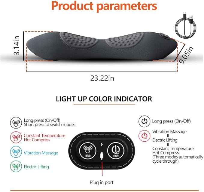 Smooth Spine Triple Fusion Back Massager for Sciatica Pain Relief 3-in-1 Lumbar Traction Device with Heat and Vibration Lower Back Stretcher for Office Chair &amp Car Support