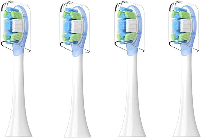 4PCS Compatible for Replacement Brush Heads for Xiaomi Oscillation Electric Toothbrush Pro Mijia MES610 MES609 Head Soft Bristle(Green)