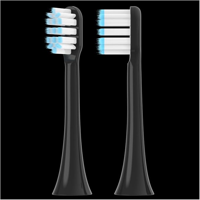Suitable for Soushi Electric Toothbrush Head Replacement with Copper-grafted Dupont bristles 0.05mm Flexible tip(Black Colorful Soft Hair)