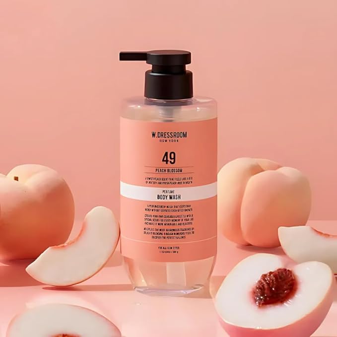 W.Dressroom Perfume Body Wash Moisturizing Cleanser with Refreshing Scent Gentle Hydrating Shower Gel Korean Skincare No.49 Peach Blossom Scent 16.9 fl oz (500 ml)