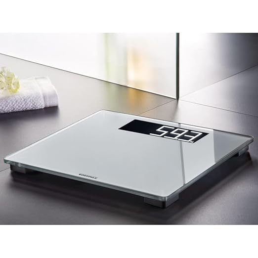 Soehnle Digital Scale Style Sense Comfort 600 Extra Large Bathroom Digital Scales White Weighing Scales Safety Glass Weight Scales for Body Weight Weighing in kg lb and st Capacity to 200 Kg
