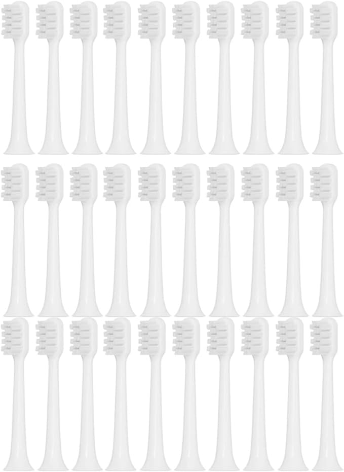 Compatible for T200/T200C Replacement Toothbrush Heads Electric Vacuum Soft Bristle Brush(White-30pcs)