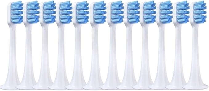 12PCS Compatible for XIAOMI MIJIA T300/T500/T700 Replacement Brush Heads Sonic Electric Tooth Soft Bristle Caps Vacuum Package Nozzles(12BlueJ)