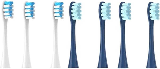 Compatible For OcleanFlow/X/X PRO/ Z1/ F1/ One/Air 2 /SE Brush Heads Soft DuPont Sonic Toothbrush Vacuum Bristle 7pcs Replacement Heads(3Blue 4Dark blue)